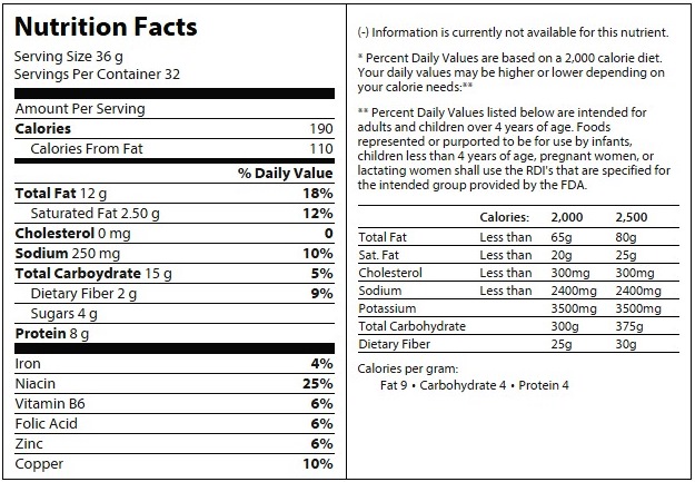 Peanut Butter Reduced Fat Label